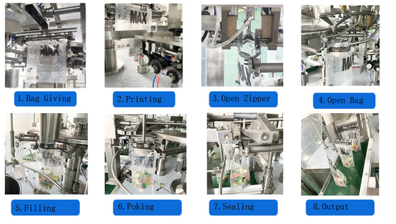Premade Bag Rotary Packing Machine For Snacks Candy Chocolaye